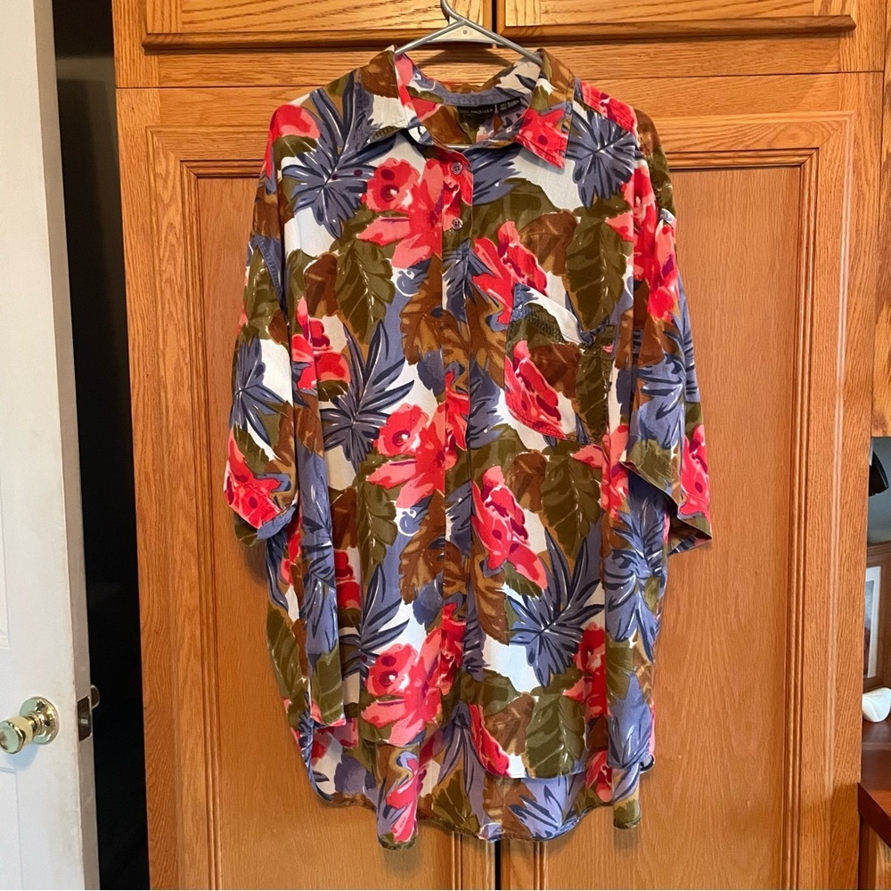 Vintage Eric Michael Multicolor Floral Women’s Short Sleeve Shirt Size 24